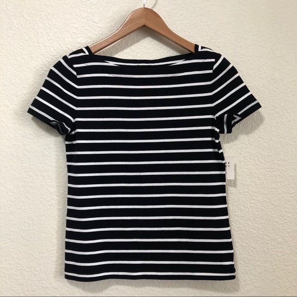kate spade Tops - Black White Striped Boat Neck Top XS